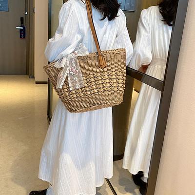 Woven Straw Large-capacity Women's New Versatile Simple Shoulder Bag Seaside Beach Tote Bag