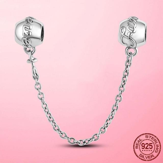 925 Sterling Silver Beads Classic Safety Chain Stopper Clip Charm Fit Original Fashion Bracelet Silver 925 Jewelry Making Gift