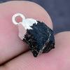 Natural Black Tourmaline Rough 925 Sterling Silver Jewelry Pendant 0.59" R6v14