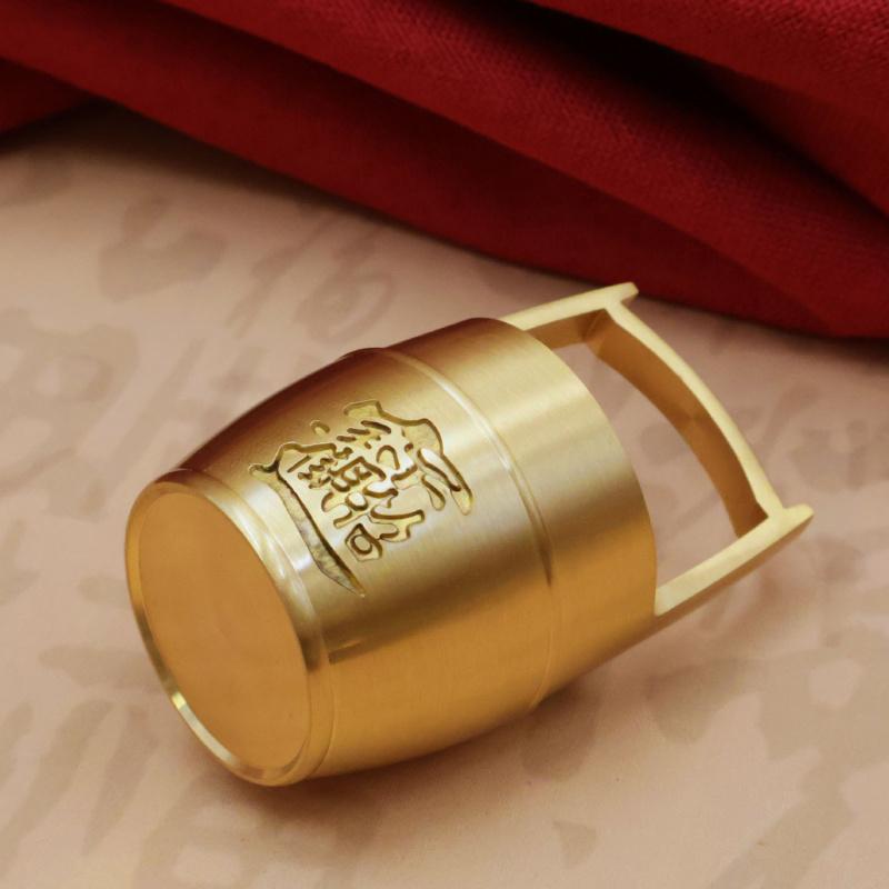 Brass of Gold Rotating Ornament Landscape Copper Jar One Bucket of Rivers and Mountains Creative Office Wine Cabin