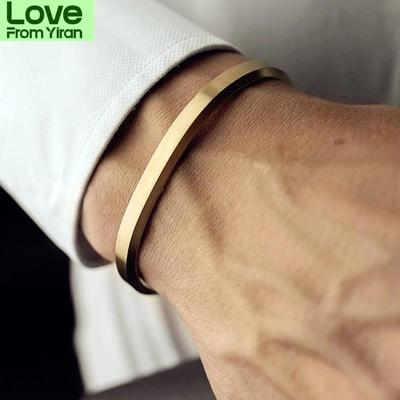 Fashion Cuff Bracelets Bangles Men Women Stainless Steel Gold Width 6mm Bangle Bracelet Pulseras Luxury Jewelry