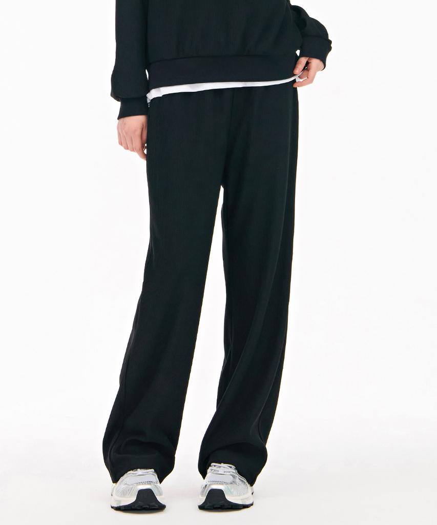 CHASECULT Women'S Ribbed Wide Warm-Up Pants - Black