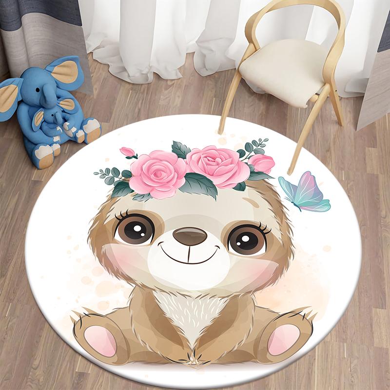 

Детские коврики для гостиной, спальни, круглые коврики для ванной, украшения детской комнаты, круглые коврики, каваи, коврики с животными 40