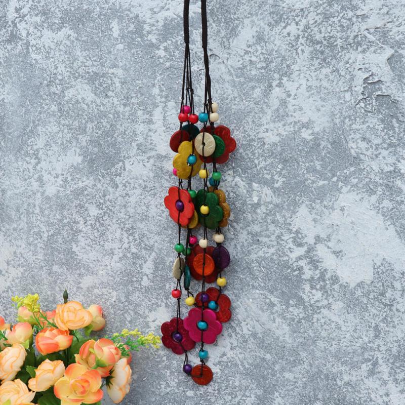 Bohemien Damenkette Ethnisch Retro Kokosnussperlen Bunt