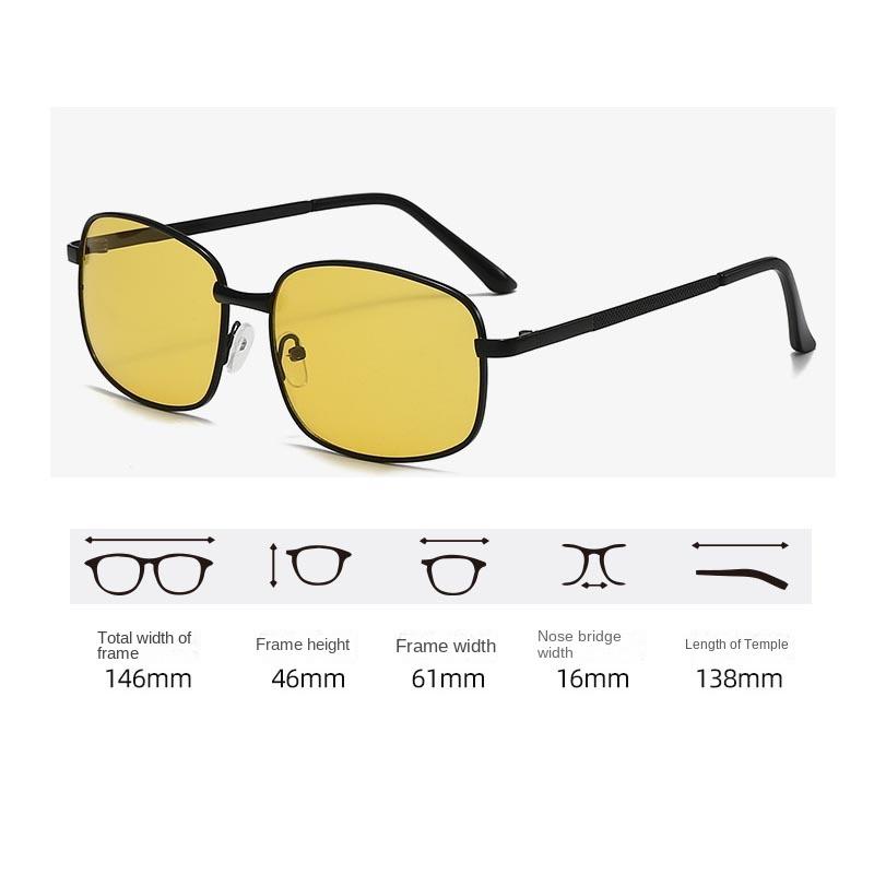 Metal Frame UV Resistant Sunglasses UV400 Color Changing Dual-use Sun Glasses Male and Female Drivers' Night Vision Goggles