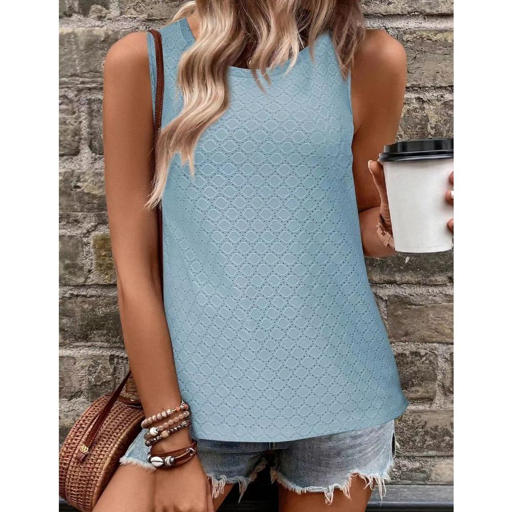 İlkbahar ve Yaz Yeni Yuvarlak Yaka Baskılı Atlet Tişört Kolsuz Üst