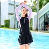 Xtep Girls' Long Sleeve Split Sunscreen Swimsuit