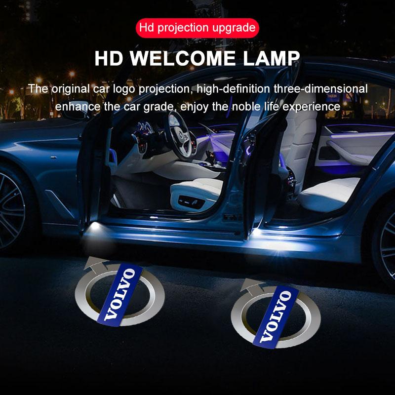2Pcs Car Door Logo Emblem Welcome Led Light For Volvo 240 C70 S40 S50 S60 S70 S80 S90 V40 V50 V60 V90 XC40 XC60 XC90 Vnl Truck