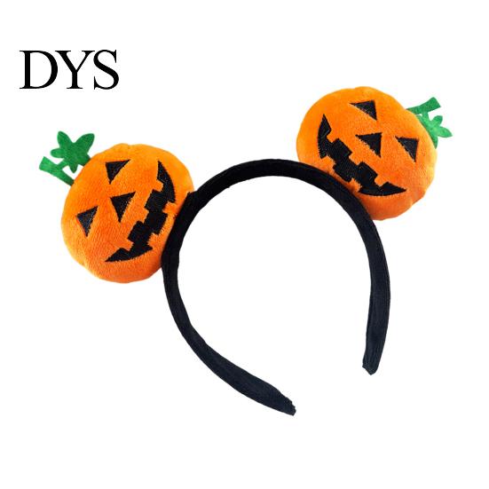 Comfortable Soft Elastic Hairbands Halloween Plush Pumpkin Headband, Fuzzy Orange Ghost Face Decorative Holiday Photo Props Hair Accessories for Women