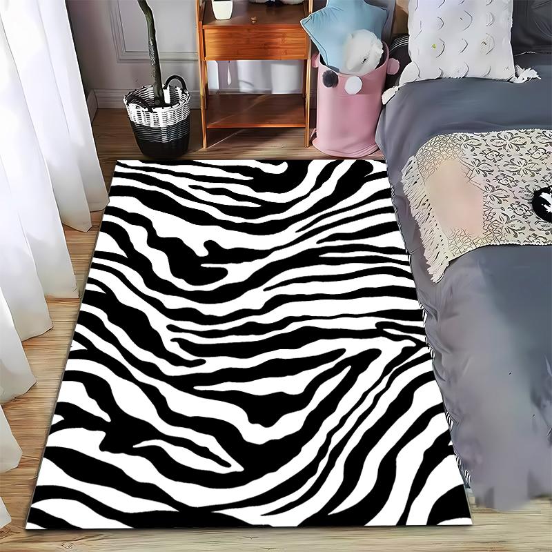 Zebra Striped Black and White carpet Non-slip rug suitable for living room and bedroom sofas