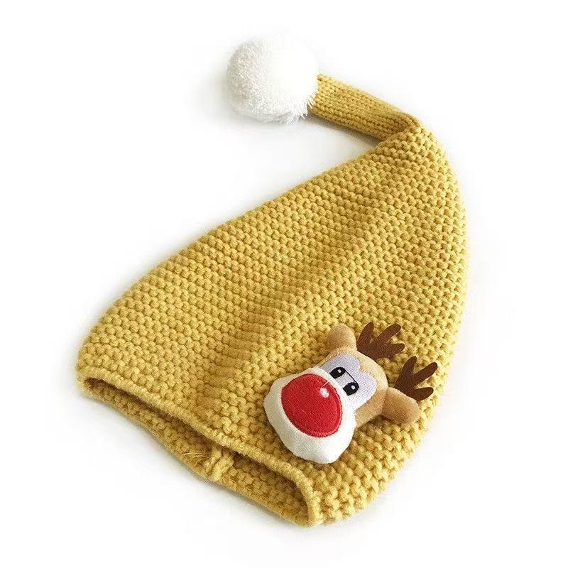 Trendy Cute Christmas Knitted Hat for Kids - Warm Woolen Beanie in Candy Colors for Autumn & Winter