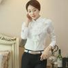 Spring Korean Style Doll Collar Ruffled White Chiffon Long Sleeve Slim Fit Women's Shirt
