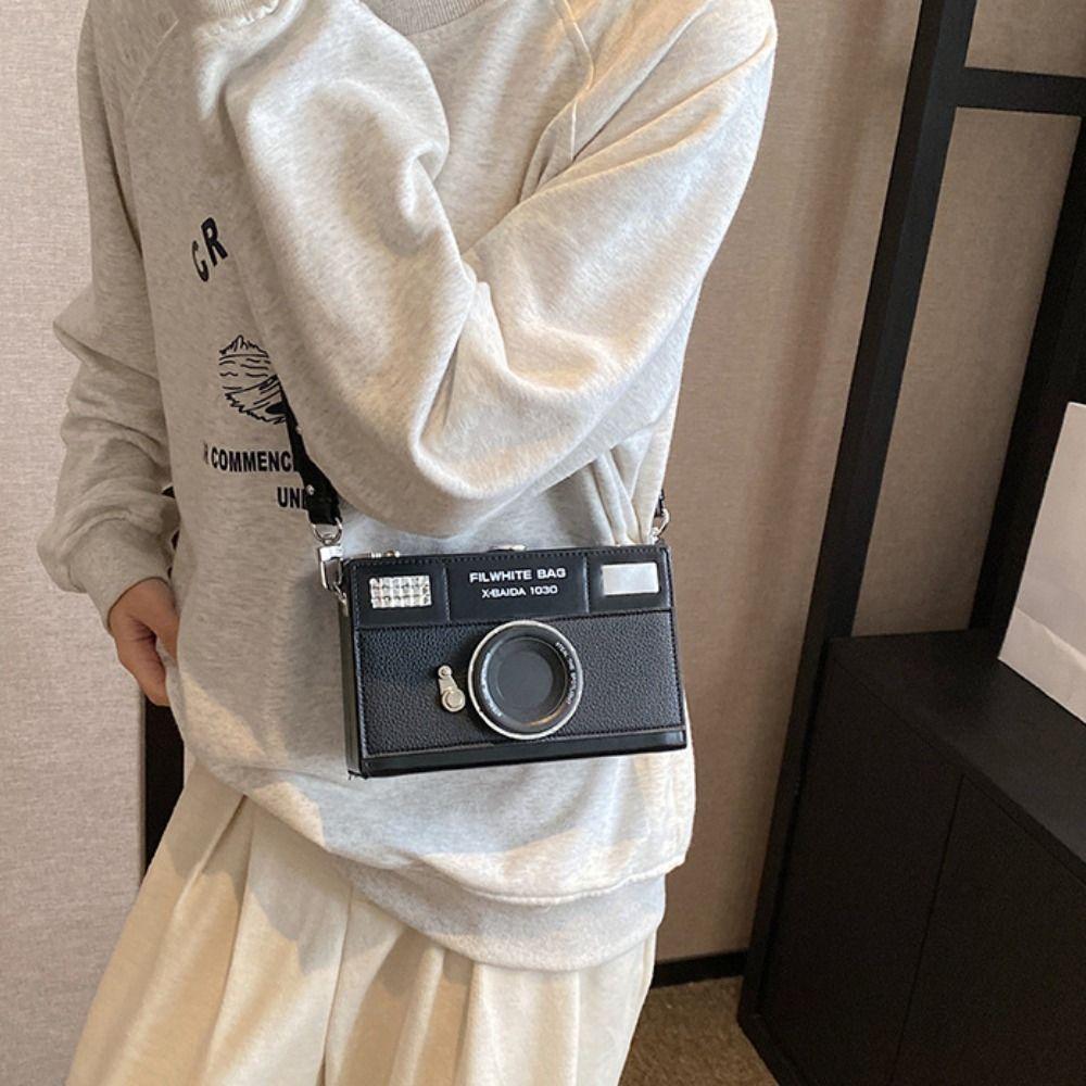 PU Camera Shoulder Bag Large Capacity Funny Box Bag French   Wedding