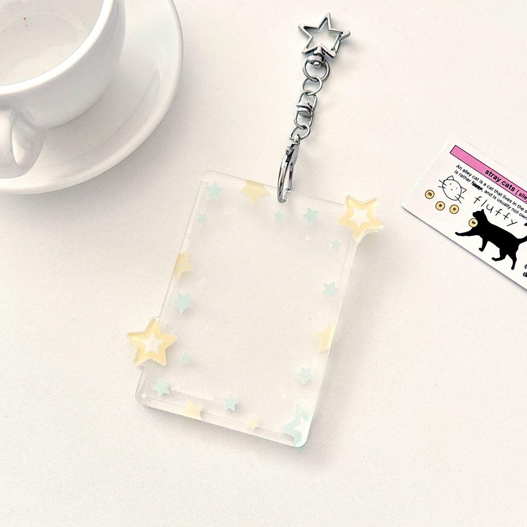 Portafoto Acrílico 3 Pulgadas Lindo Diseño de Estrella Funda Transparente para Tarjetas Kpop, Estuche Protector Impermeable para Tarjetas Coleccionables