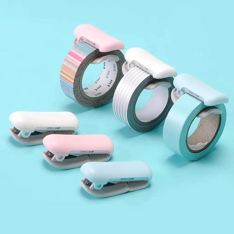 Paper Tape Cutting Clip Mini Hand-Torn Tape Holder Hand Tape Stainless Steel Serrated Blade Cutter Office Accessories