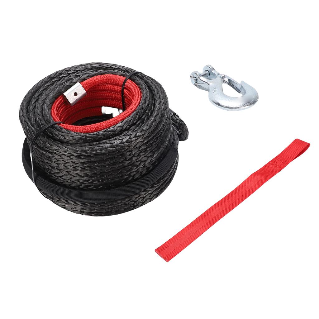 Synthetisches Windenkabel 3/8 Zoll mit Schutzhülle Geschmiedeter Windenhaken für großes Geländefahrzeug LKW 8 mm Ø
