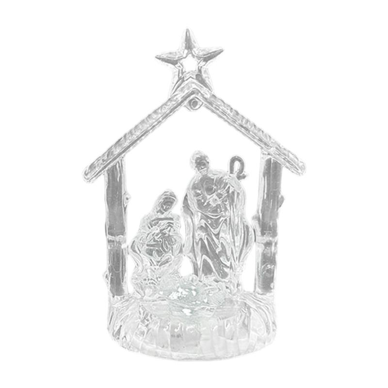 

LED Light Acrylic Christmas Manger Scene Elegant Holy Nativity Figure Ornament Decors Clear Tabletop Decoration Pieces 1