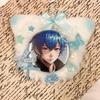 Fluffy Cat Ear Rosette with Ball Chain [Can Badge Ita-Rosette] Light Blue 56mm 57mm 58mm Oshikatsu Goods [Used]