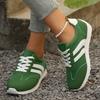 Fashion Women's Fashion White Striped Breathable Sneakers Lightweight Non Slip Sports Shoes for Women Red Green Lace Up Casual Sneakers