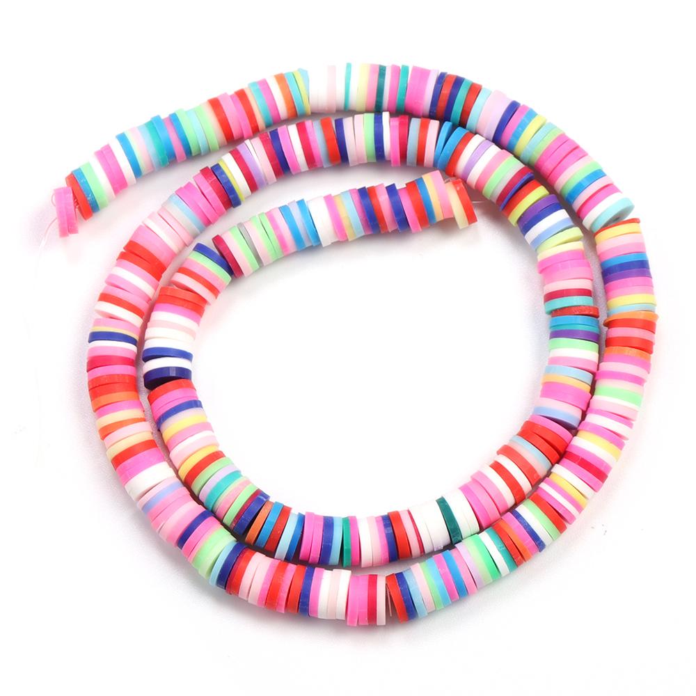 1 Strang 6mm Mehrfarbige Polymer Clay Perlen Flach Rund Handgemacht Lose Abstandene Perlen Für Schmuckherstellung DIY Armband Ohrringe Basteln