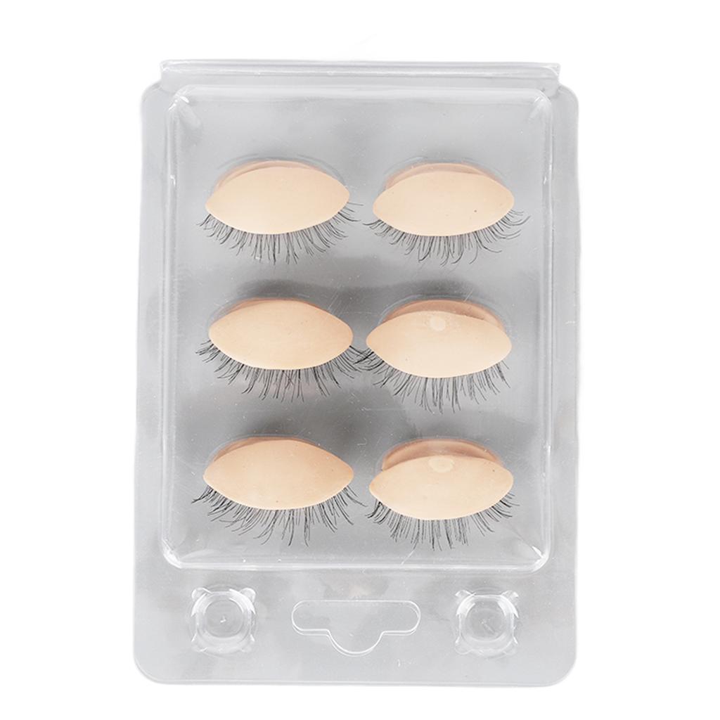 3 Pairs Mannequin Head Eyelids with Eyelashes for Eyelash Extension Grafting Training Practice