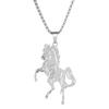 Stainless Steel Hollow Hip Hop Animal Horse Sweater Chain Men and Women Necklace Personalized Gold Pendant Ornaments