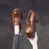The first layer of cowhide loafers women's autumn 2025 new leather muffin thick-soled retro casual women's single shoes