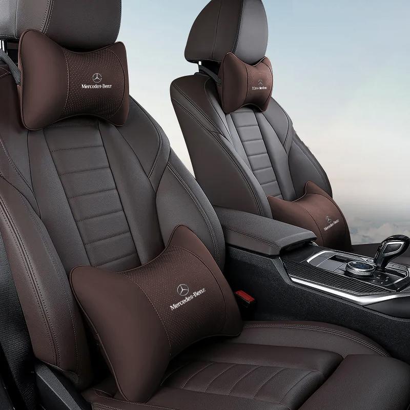 GLC GLB Car Seat Headrest Auto Logo Neck Pillow Lumbar Suppor For Mercedes Benz AMG W204 W205 W203 W211 W212 W213 W201 W210 W12