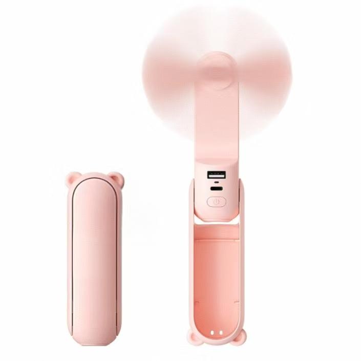 Ручной мини-вентилятор - Портативный вентилятор и Power Bank, Охлаждение, USB-перезаряжаемый, Карманный размер для путешествий, Концертов, Макияжа, Летние подарки 2026 года для женщин розовый