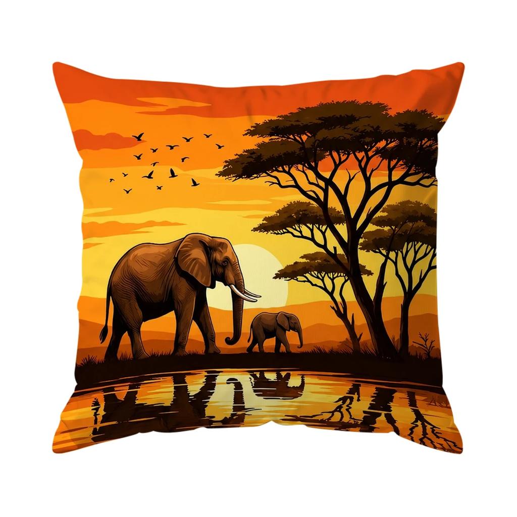 1pcs/4pcs African Style Elephant Cushions Pillowcase Polyester Cushion Cover Throw Pillow Pillowcover Home Car Sofa Decor