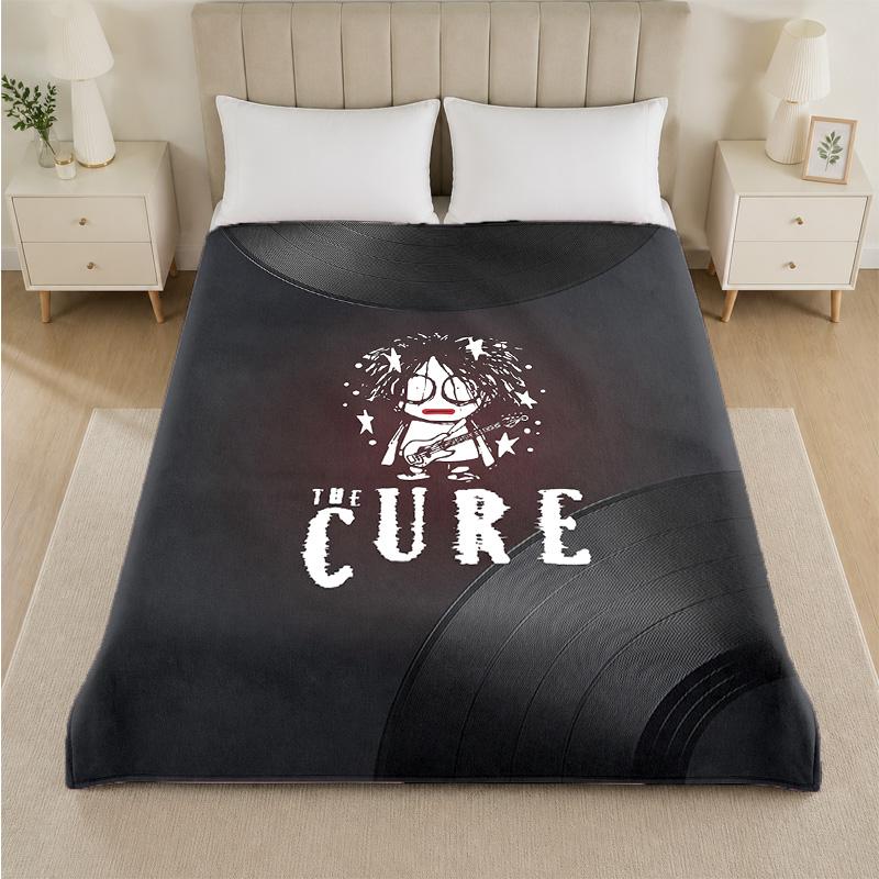 The Cure Print Flannel Blanket Cozy Lightweight Plush Throw Blanket For Bed Sofa Household Use