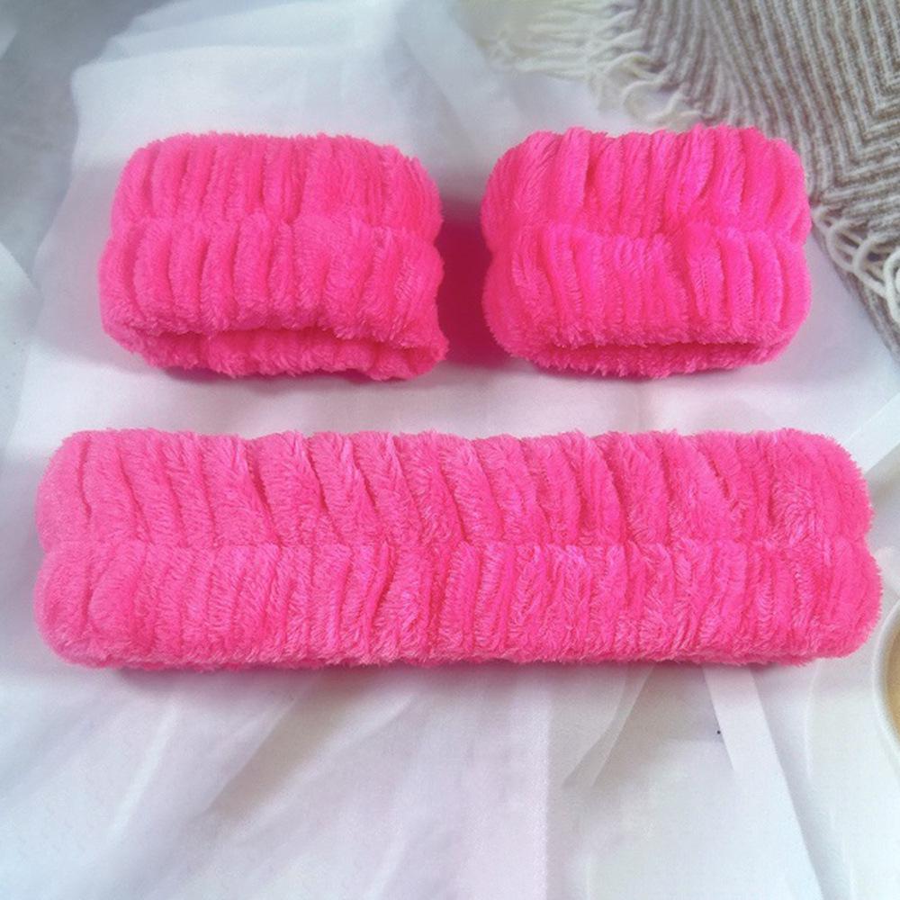 Damen Cross-Border Mode Haarband: Süßes Plüsch Stirnband in Unifarben zum Waschen des Gesichts, für Make-up und zur Verwendung am Handgelenk