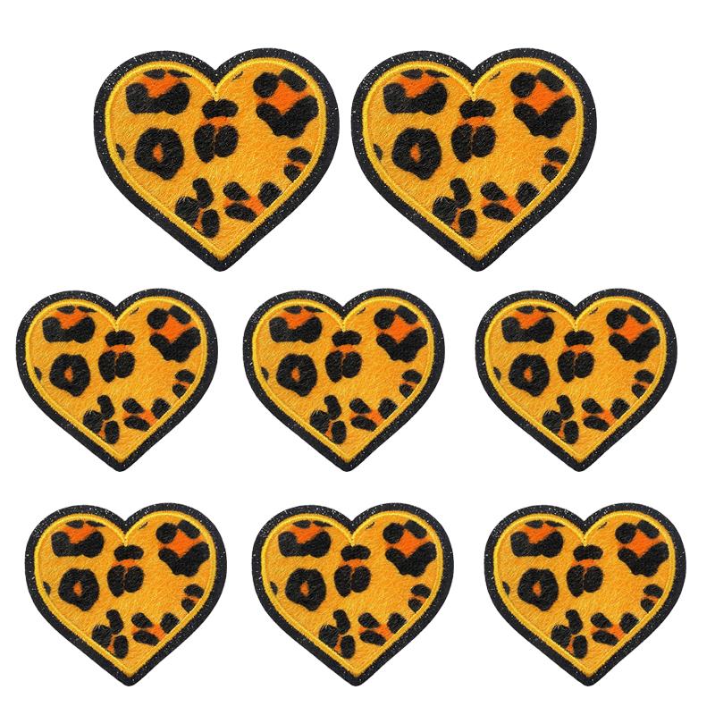 

10 шт./набор Любовь Леопардовый принт Глиттер Гладильная нашивка Сделай сам Сумка Шляпа Рюкзак Нашивка Пришивные нашивки для одежды Куртки Шевроны