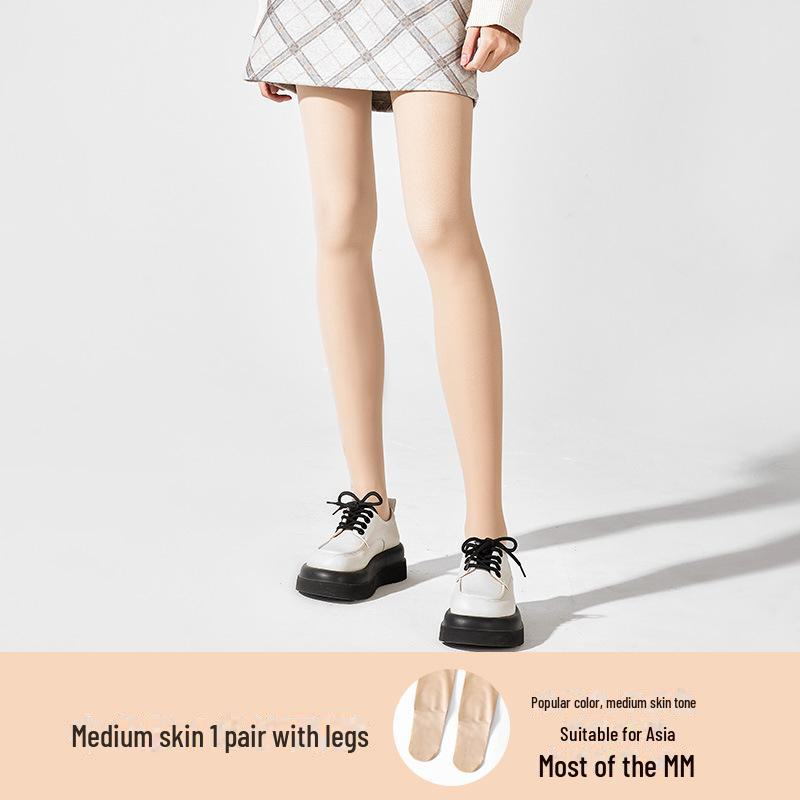 Women's Skin-colored Stockings: Bare Legs, Natural Flesh Tone, Velvet-lined, Thick Pantyhose for a Nude Sensation - Zero Purchase