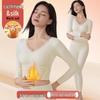 Cashmere Silk Extra Thick Thermal Underwear Set with Fixed Cups - Slimming Long Sleeve & Pants with Fleece Lining