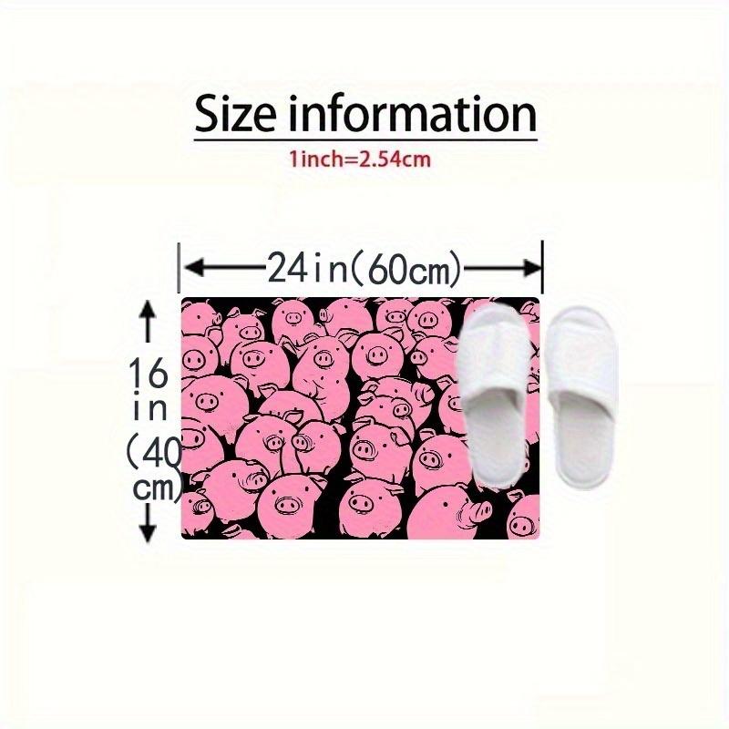 1pc Cute Pink Pig Flannel Washable Floor Mat Soft Non-Slip Entrance Mat Bathroom Mat Kitchen Laundry Room Bedroom Living