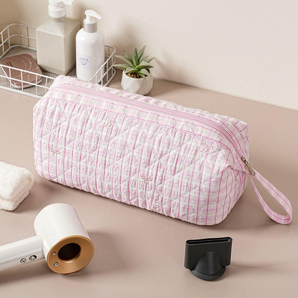 Zipper Closure Cosmetic Bag Quilted Storage Pouch Gifts Travel Organizer