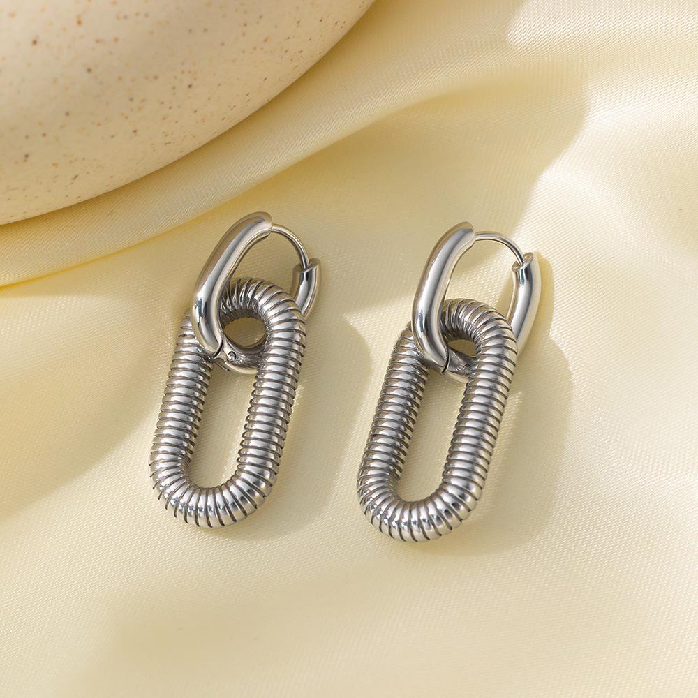 Cercei exagerați din oțel inoxidabil placat cu aur de 18K, noi și noi, bijuterii, cercei la modă de înaltă calitate