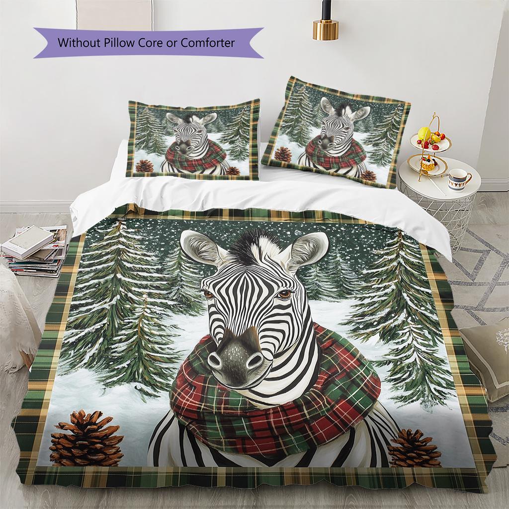 Vintage Framed Animals Pattern Bedding Quilt Set Home Decoration Gift (1 * duvet cover + 2 * pillowcase without core)
