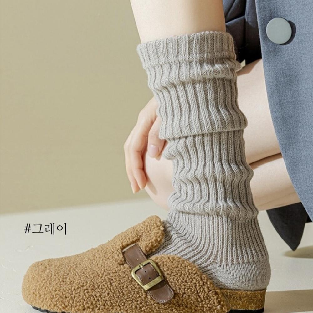 

Зимние вязаные гетры – Толстый рубчик, 6 цветов из Кореи серый