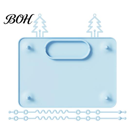 Baby Mealtime Mats Silicone Placemat with Suction Cup, Toddlers Eating Food Mat Kids Placemats Anti-fall Rope, Foldable Multi-functional Activity Pad