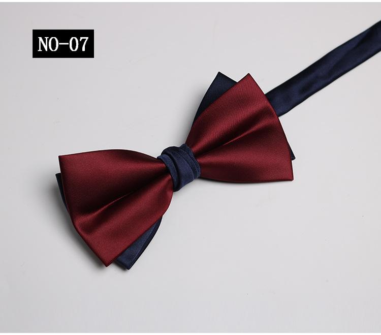 Solid Color Bow Tie Men, Two-Color Color Matching Polyester Black Burgundy Suit Banquet Best Man Bow