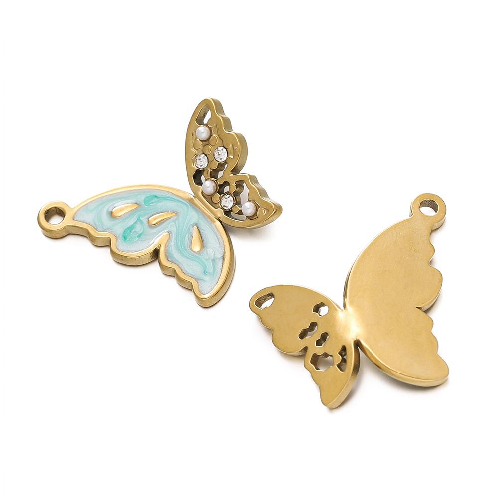 

2pcs/lot Stainless Steel Enamel Charms Butterfly Pendants for DIY Jewelry Necklaces Bracelets Findings Earrings Making