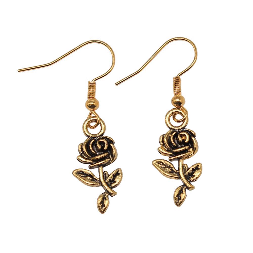 Circle Frame Flowers Dangle Earrings Romantic Floral Female Drop Jewelry