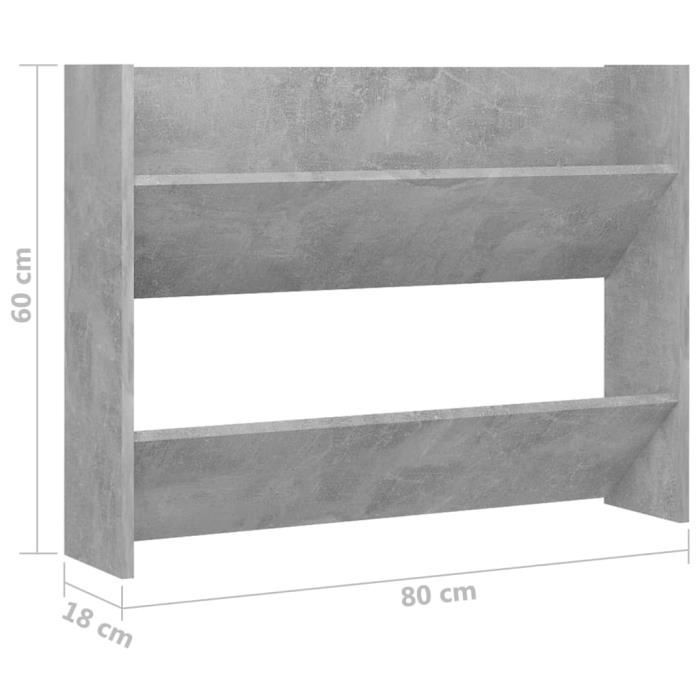VidaXL Wall-mounted Shoe Cabinets 2 Pcs Concrete Grey 80x18x60 Cm