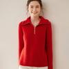 Women's Cashmere Half-Zip High Neck Loose Pullover Sweater