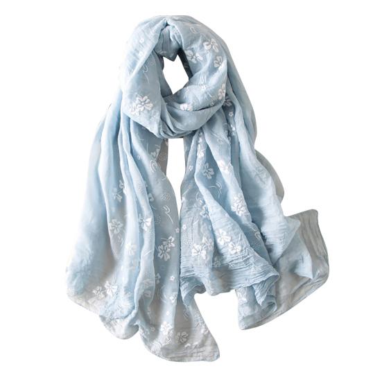 Leisure Flowers Printed Linen Long Shawl Travel Beach Anti-UV Scarf Stole Gift