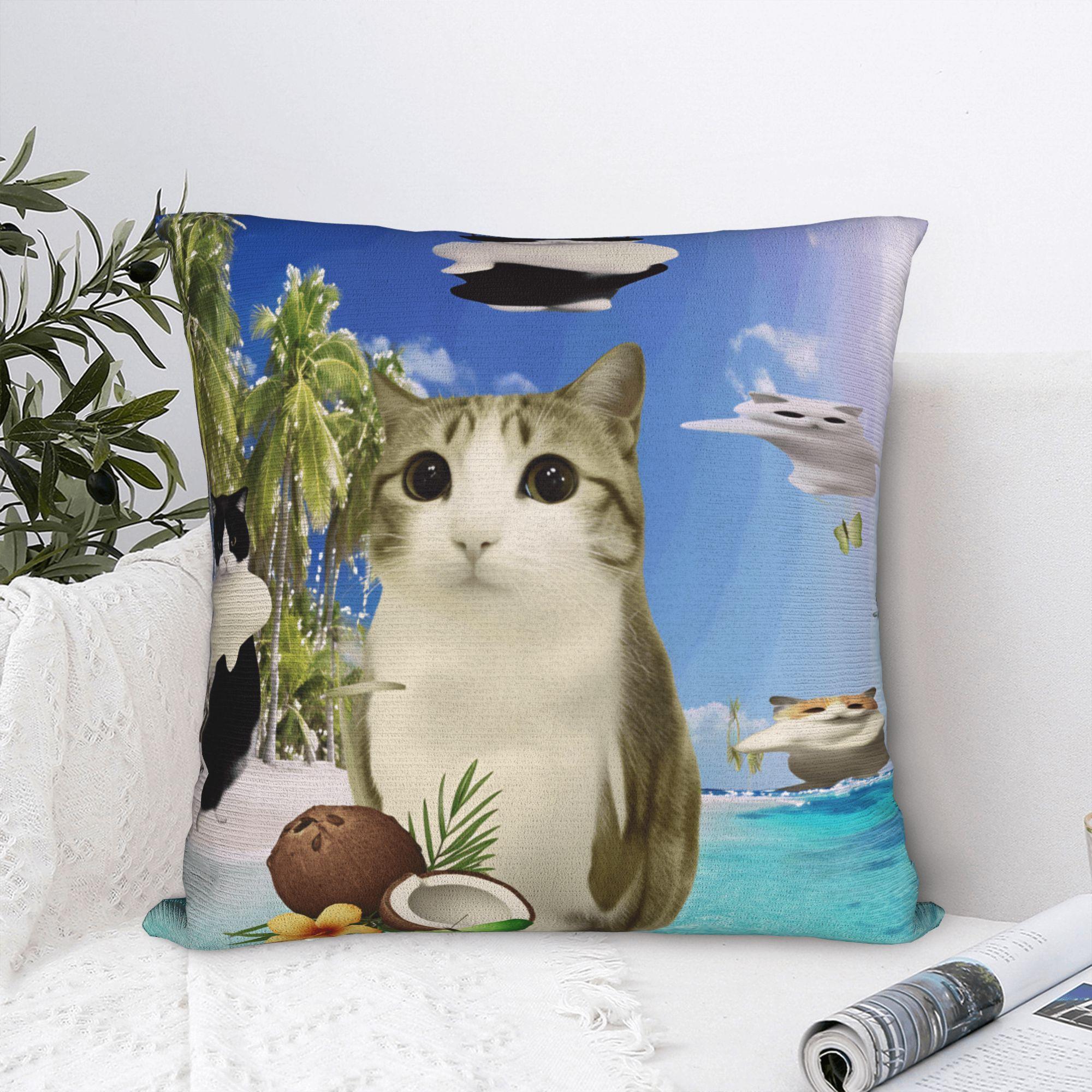Pandara Jewelry Unisex Pillow Case Meowl Cat Owl Meme Comfy Pillow Cover For Sofa Home Decor Morden Pillowcases