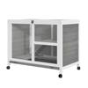 Small Animal Hutch with 2 Levels, 4 Wheels, Sealed Fir Wood, Grey
