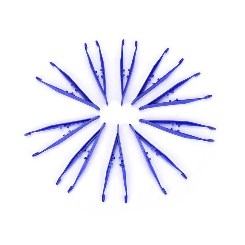 10pcs Disposable Medical First Aid Tweezer Small Plastic Tweezers Blue X